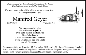 Anzeige von Manfred Geyer von MGO
