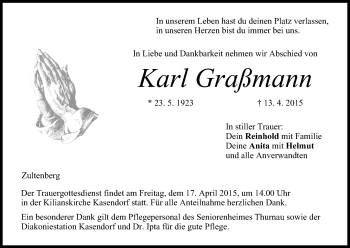 Anzeige von Karl Graßmann von MGO