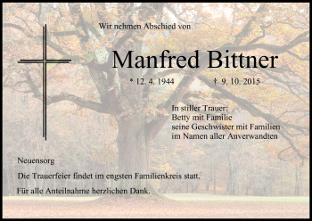 Anzeige von Manfred Bittner von MGO