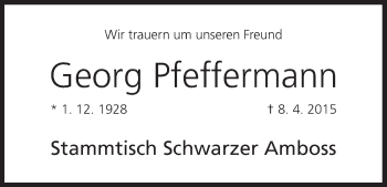 Anzeige von Georg Pfeffermann von MGO