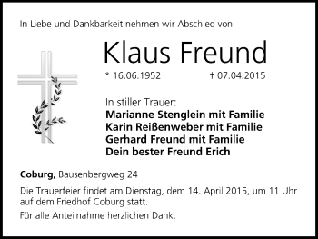 Anzeige von Klaus Freund von MGO