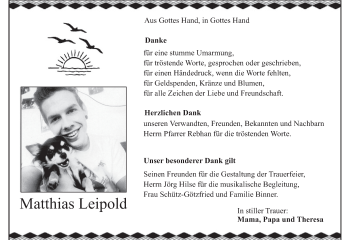 Anzeige von Matthias Leipold von MGO