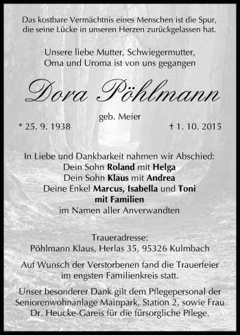 Anzeige von Dora Pöhlmann von MGO