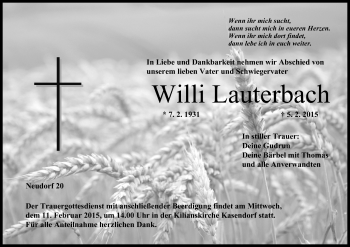 Anzeige von Willi Lauterbach von MGO