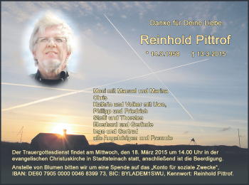 Anzeige von Reinhold Pittrof von MGO