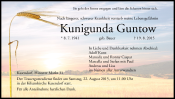 Anzeige von Kunigunda Guntow von MGO