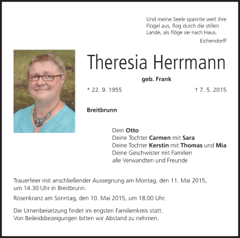 Anzeige von Theresia Herrmann von MGO