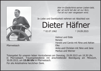 Anzeige von Dieter Häfner von MGO
