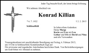 Anzeige von Konrad Killian von MGO