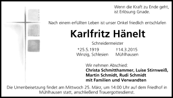Anzeige von Karlfritz Hänelt von MGO