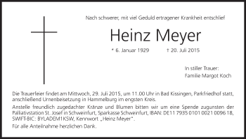 Anzeige von Heinz Meyer von MGO
