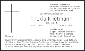Anzeige von Thekla Klietmann von MGO