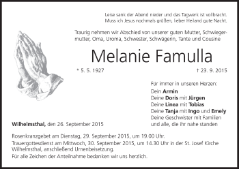 Anzeige von Melanie Famulla von MGO