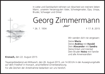 Anzeige von Georg Zimmermann von MGO