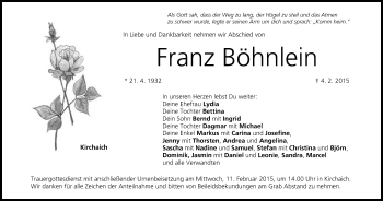 Anzeige von Franz Böhnlein von MGO