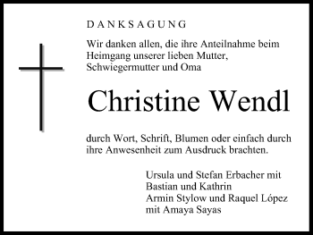 Anzeige von Christine Wendl von MGO