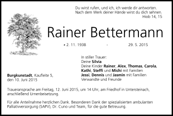 Anzeige von Rainer Bettermann von MGO
