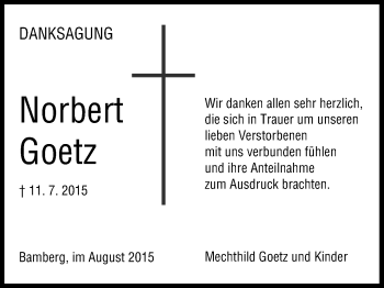 Anzeige von Norbert Goetz von MGO