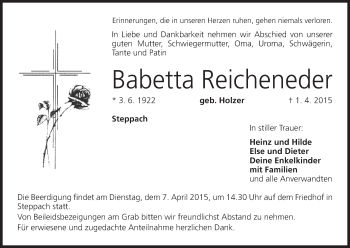 Anzeige von Babetta Reicheneder von MGO