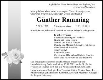 Anzeige von Günther Ramming von MGO