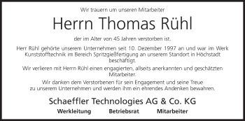 Anzeige von Thomas Rühl von MGO