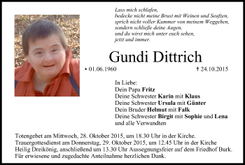 Anzeige von Gundi Dittrich von MGO