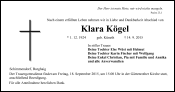 Anzeige von Klara Kögel von MGO