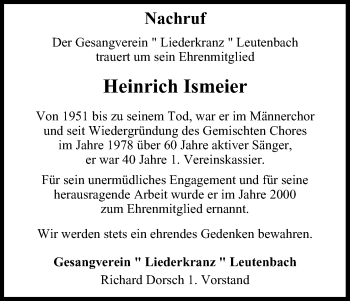 Anzeige von Heinrich Ismeier von MGO