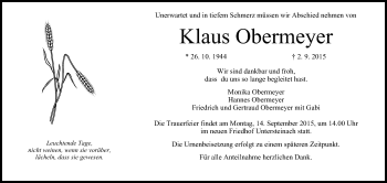 Anzeige von Klaus Obermeyer von MGO