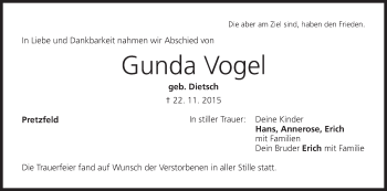 Anzeige von Gunda Vogel von MGO