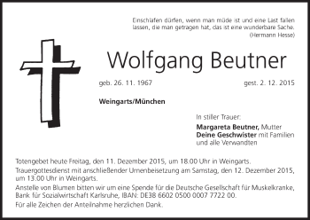Anzeige von Woolfgang Beutner von MGO
