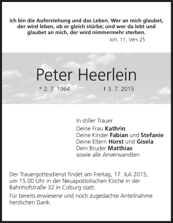 Anzeige von Peter Heerlein von MGO