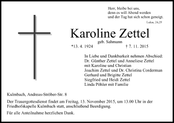 Anzeige von Karoline Zettel von MGO