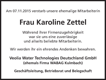 Anzeige von Karoline Zettel von MGO