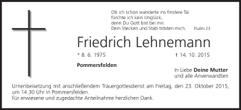 Anzeige von Friedrich Lehnemann von MGO