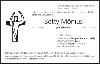 Anzeige von Betty Mönius von MGO