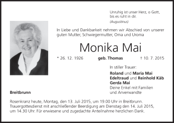 Anzeige von Monika Mai von MGO