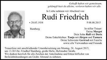 Anzeige von Rudi Friedrich von MGO
