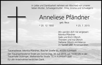 Anzeige von Anneliese Pfändner von MGO