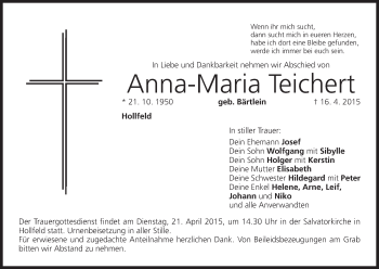 Anzeige von Anna-Maria Teichert von MGO