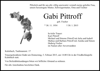 Anzeige von Gabi Pittroff von MGO
