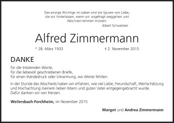 Anzeige von Alfred Zimmermann von MGO