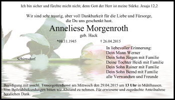 Anzeige von Anneliese Morgenroth von MGO