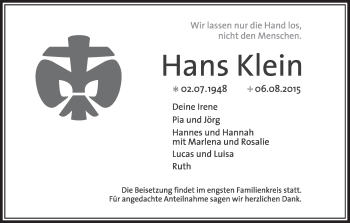 Anzeige von Hans Klein von MGO