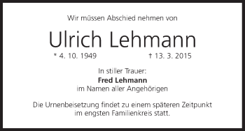Anzeige von Ulrich Lehmann von MGO