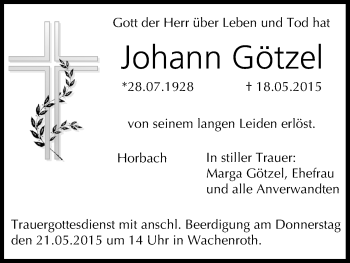 Anzeige von Johann Götzel von MGO