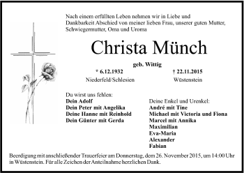 Anzeige von Christa Münch von MGO