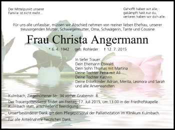 Anzeige von Christa Angermann von MGO