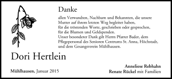 Anzeige von Dori Hertlein von MGO