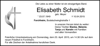 Anzeige von Elisabeth Schmidt von MGO
